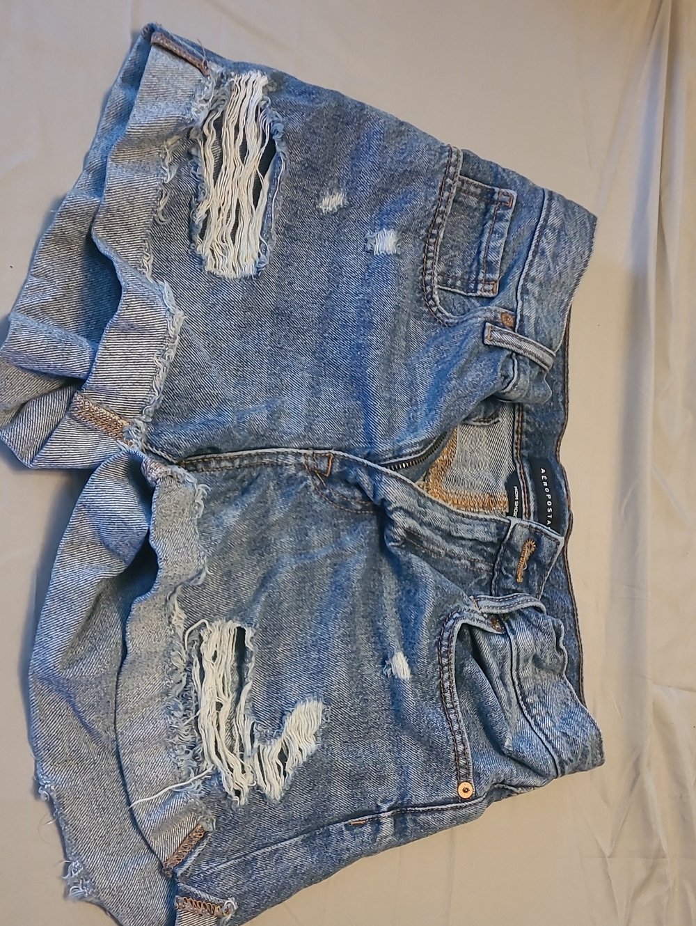 Aeropostale Distressed Light Blue Denim Jean Shorts